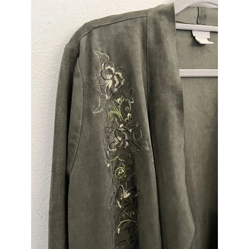 Chico's Olive Green Open-Front Utility Jacket